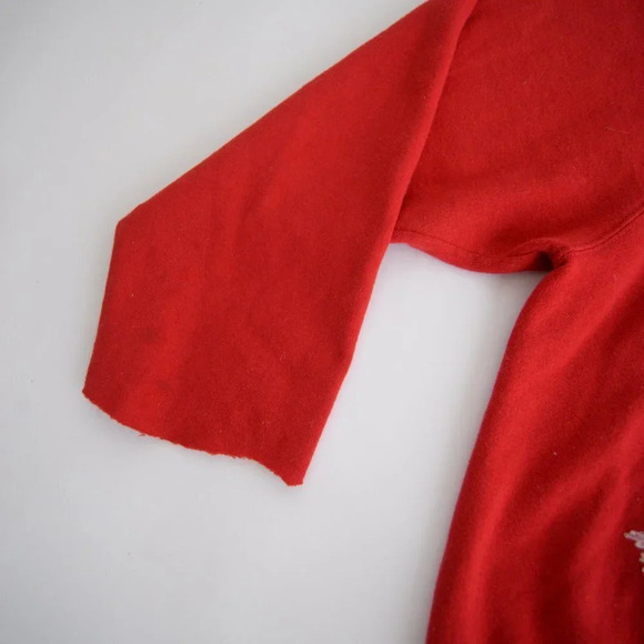 Vintage Jerzees Red Snowman Lace & Buttons &  Snowflakes Crewneck Sweater 2X - Picture 7 of 14